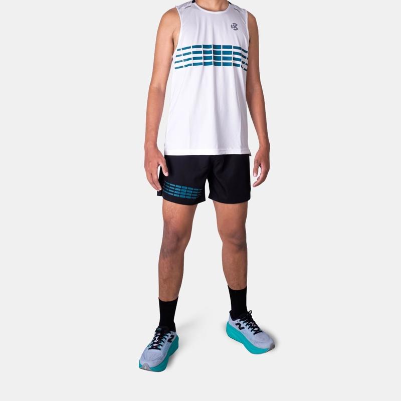 baju lari rechampx CITY RUN SL Broken White/Teal